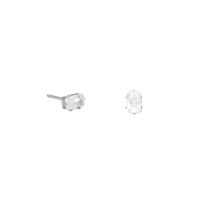 Emerald-Cut Crystal Stud Earrings