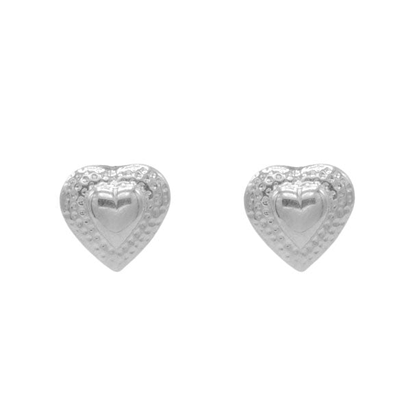 Textured Heart Stud Earrings