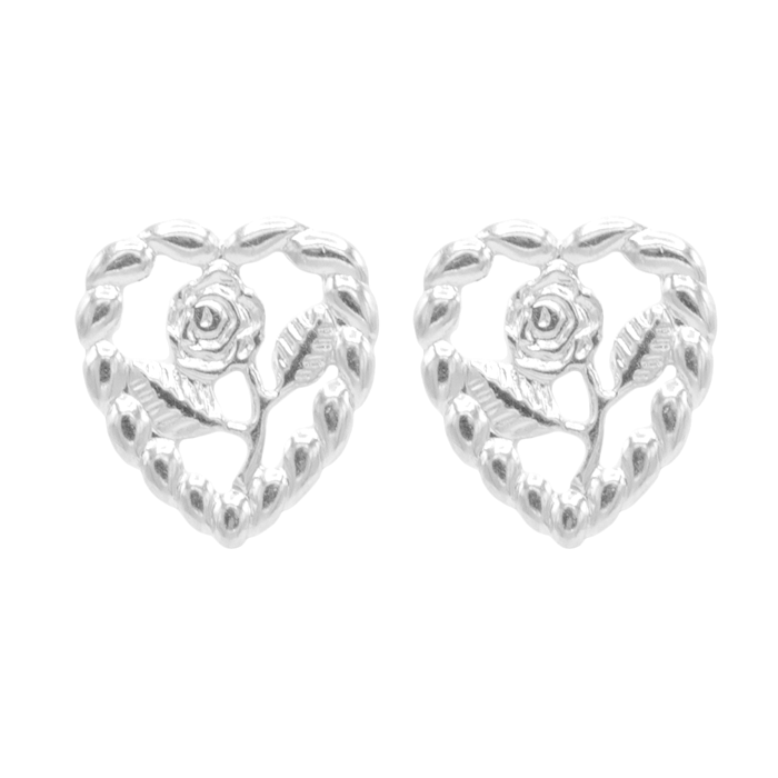 Rose Heart Stud Earrings